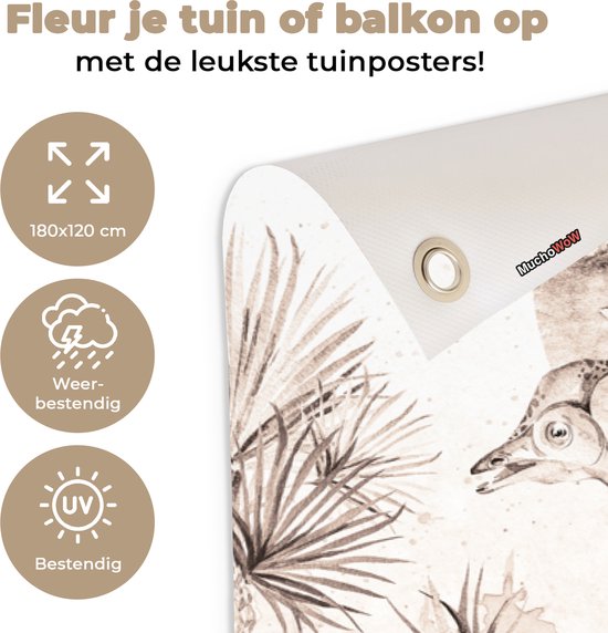 Décoration murale Dino - Enfants - Jungle - Plantes - Kids - 180x120 cm - Poster jardin - Toile jardin - Poster extérieur