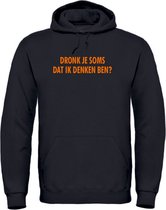 EK kleding hoodie zwart XL - Dronk je soms dat ik denken ben? - soBAD. | Oranje hoodie dames | Oranje hoodie heren | Oranje sweater | Oranje | EK | Voetbal | Nederland