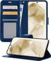 Hoesje Geschikt voor Samsung A55 Hoesje Book Case Hoes Wallet Cover - Hoes Geschikt voor Samsung Galaxy A55 Hoesje Bookcase Hoes - Donkerblauw
