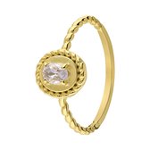 Lucardi - Dames Stalen goldplated ring vintage wit - Ring - Staal - Goudkleurig - 20 / 63 mm