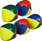 Relaxdays jongleerballen - set van 5 - Ø 6,5 cm - zand - circus jongleer set - beginners