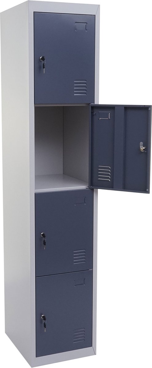 Cosmo Casa Locker - Kast - Waardevolle Spullen Locker - Metaal - 180x38x45cm - Antraciet-Grijs