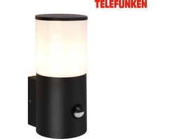 Briloner TELEFUNKEN - LED wandlamp -met bewegingssensor - Bewegingsmelder - Schemersensor - IP44 - Verwisselbare lamp - 30 seconden lichtduur - Zwart