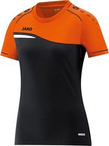 Jako Competition 2.0 T-Shirt Dames Zwart-Neon Oranje Maat 38