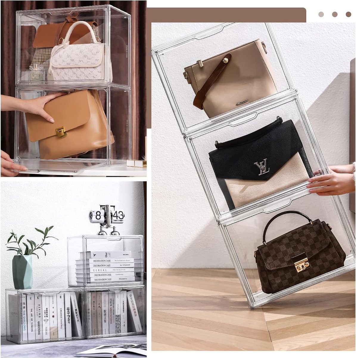 NONEMEY Transparante acryl vitrine met kleurrijk licht, stofdichte model vitrine organizer box, acryl displaybox voor verzamelobjecten (14x10x11 inch, 35x25x53 cm