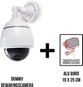 Pack Caméra de Sécurité Factice + Icône "Surveillance par caméra" en aluminium | Boîtier étanche pour une utilisation en extérieur | incl. Piles AA