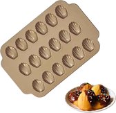 Madeleine Bakvormen, 18 gaten, Madeleine taartvormen, bakvorm, anti-aanbak, mini-madeleine bakvormen voor chocolade, snoep, koekjes, ijsblokjes (goud)