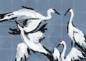 IXXI Cranes on Dutch Blue - Wanddecoratie - Dieren en insecten - 140 x 100 cm