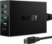 Aukey Quick Charge 3.0 Oplader PA-Y5 - 4 USB poorten + 1 USB-C poort - zwart