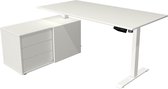 Kerkmann - Bureau assis-debout Move-1 160x80cm blanc avec pieds blancs et classeur
