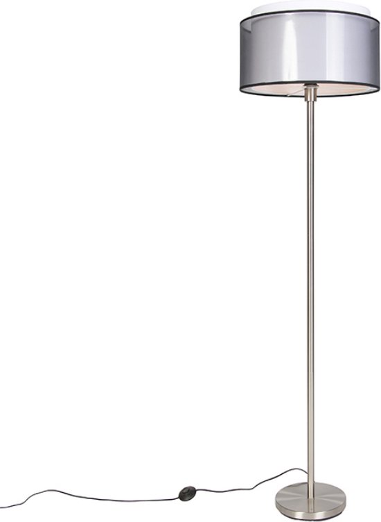 QAZQA simplo - Design Vloerlamp | Staande Lamp met kap - 1 lichts - H 1690 mm - Zwart - Woonkamer | Slaapkamer