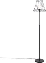 QAZQA parte fl - Klassieke Vloerlamp | Staande Lamp met kap - 1 lichts - H 1750 mm - Zwart - Woonkamer | Slaapkamer