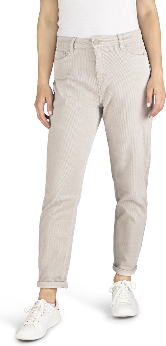 DENIMFY Dames Cord DFLisa regular/straight Beige XL Volwassenen Broek Pantalon