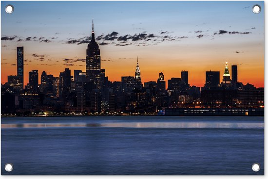 Tuindecoratie New York - Skyline - Amerika - 60x40 cm - Tuinposter - Tuindoek - Buitenposter