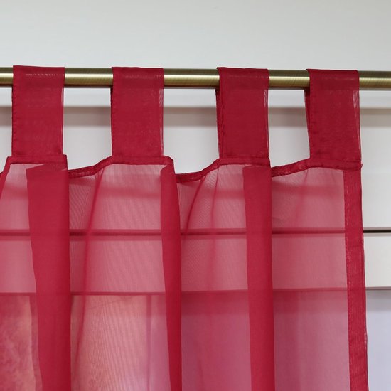 Gordijnen met lussen gordijnen raamgordijn transparant lusgordijn Voile rood BxH 140x145cm 1 stuk