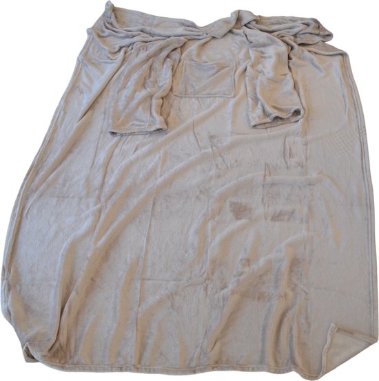 Couverture vivante avec manches - Taupe - 145 x 195 cm - Extra Soft - Tapis de canapé - Plaid - Plaid de canapé - Couverture câline