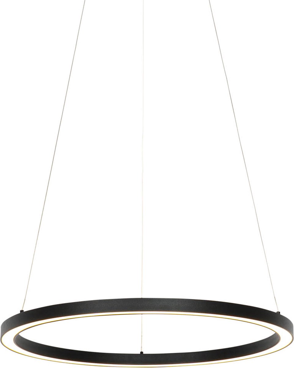 QAZQA girello - Design Dimbare LED Hanglamp met Dimmer - 1 lichts - Ø 60 cm - Zwart - Woonkamer | Slaapkamer | Keuken Zwart Smart LED