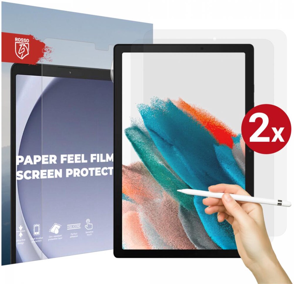 Rosso Paper Feel Screen Protector Geschikt voor Samsung Galaxy Tab A8 | Papier Gevoel Folie | Ultra Clear Beschermfolie | Case Friendly | Duo Pack