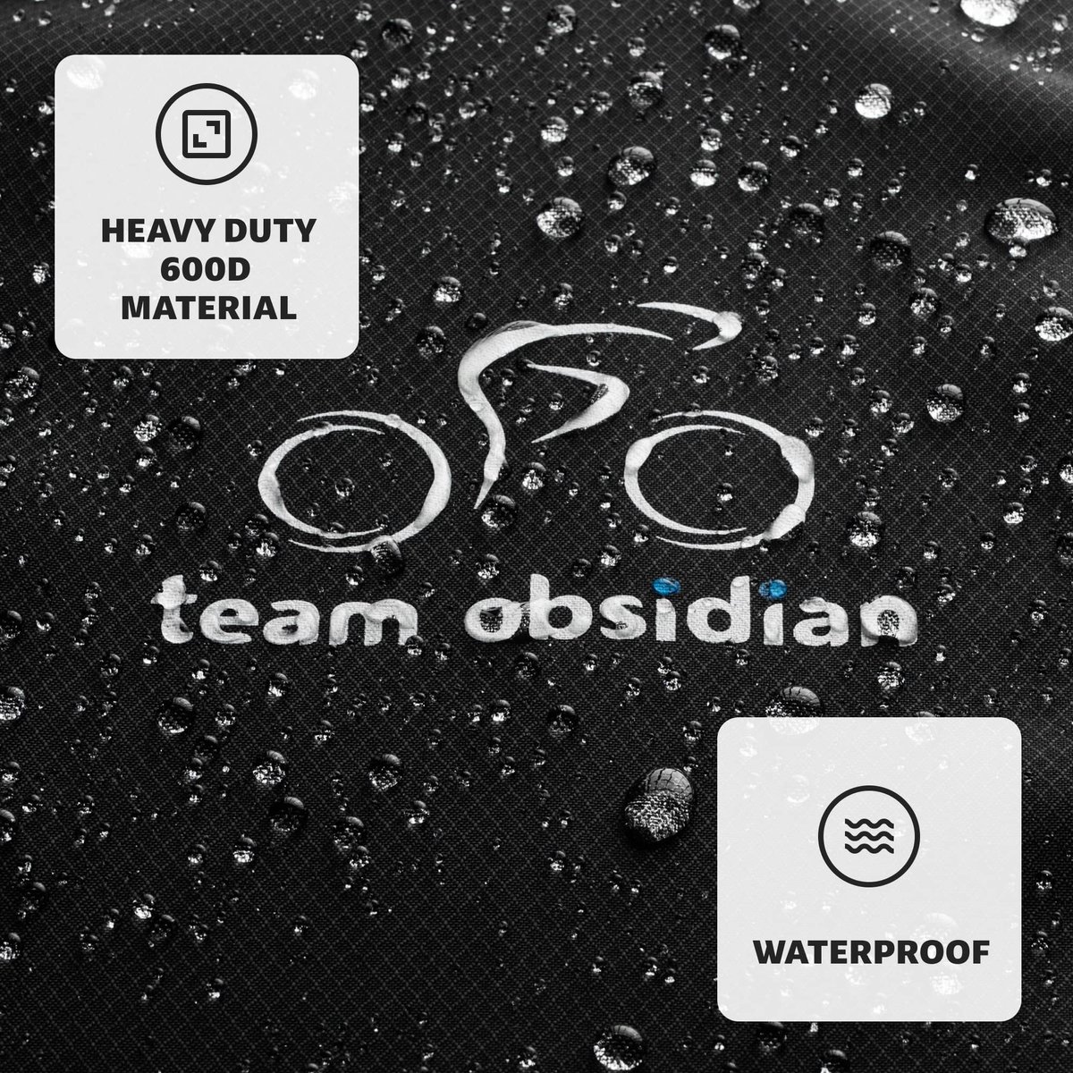 Team Obsidian: Fietshoezen | Stijlen - Buitenopslag of Vervoer/Reizen | Waterdicht, Heavy Duty, 600D, 300D, of 210D Oxford Ripstop Materialen | Maten L, XL, XXL voor 1, 2 of 3 fietsen | Biedt constante bescherming door alle 4 de seizoenen.