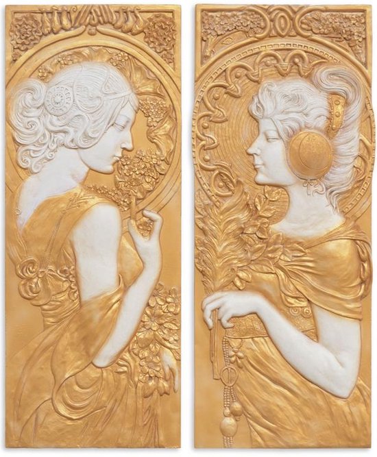 UNE PAIRE DE PLAQUETTES DE MONTAGE MURAL MGO ART NOUVEAU