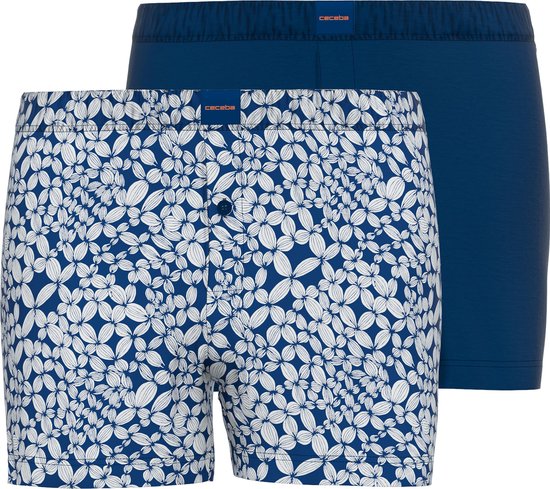 CECEBA Pure Cotton Heren Wijde Boxer Shorts - 2-Pack - Blauw