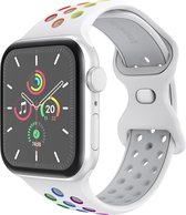 iMoshion Sport⁺ bandje geschikt geschikt voor Apple Watch Series 1 / 2 / 3 / 4 / 5 / 6 / 7 / 8 / 9 / SE / Ultra (2) - 42 / 44 / 45 / 49 mm - Maat S/M - White Rainbow