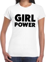 Girl Power tekst t-shirt wit voor dames - dames fun shirts XS