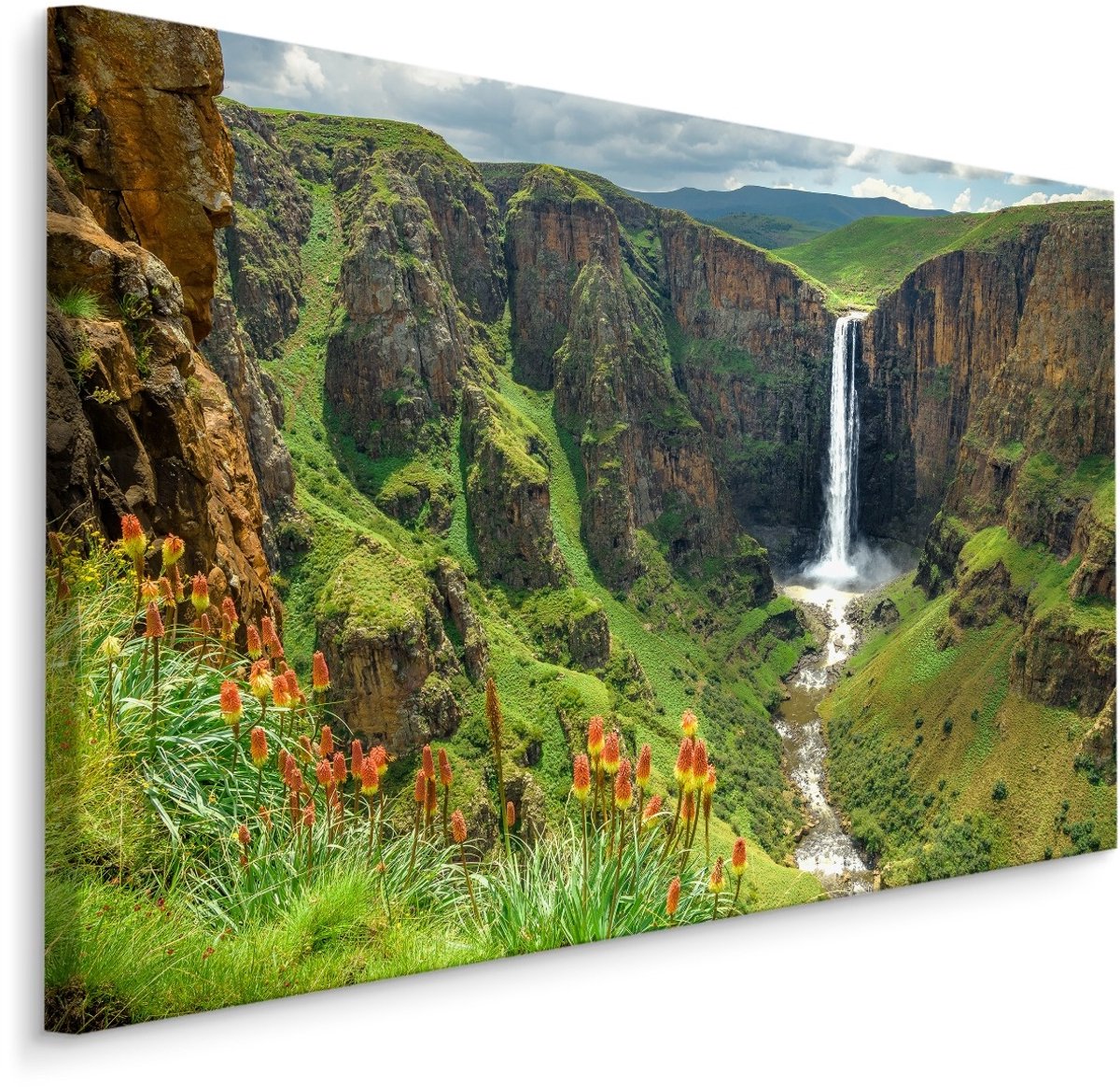 karo-art Schilderij - Prachtige waterval in de natuur, premium print Multikleur