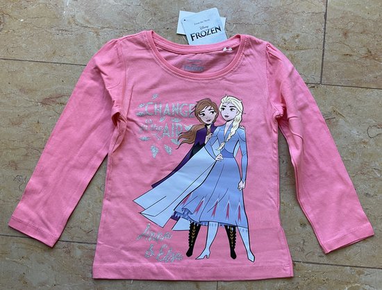 Disney Frozen Shirt - Lange Mouw - Roze - Maat 98