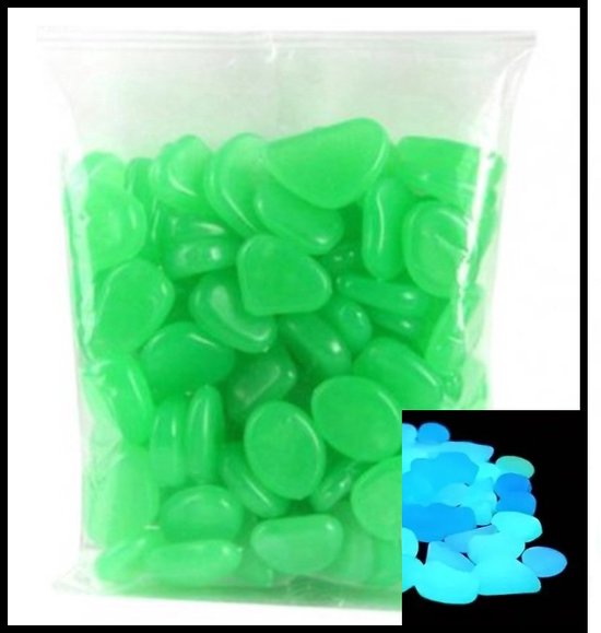 Foto: Glow in the dark stenen decoratie stenen aquarium steentjes tuin stenen 40 stuks groen blauwe glow