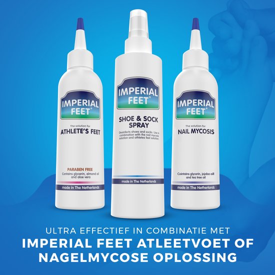 Imperial Feet Athlete's Feet, Shoe & Sock Spray en Nail Mycosis producten.