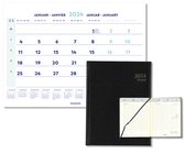 Brepols Bureau-agenda 2024 - TIMING - LIMA - Weekoverzicht - Zwart - 17,2 x 22 cm + Brepols Kalender 2024 - Maandkalender - wire-o - 43 x 31,5 cm