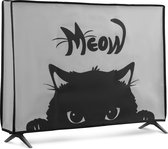 kwmobile hoes geschikt voor 43" TV - Beschermhoes voor televisie - Schermafdekking voor TV in grijs / zwart - Kat Meow design