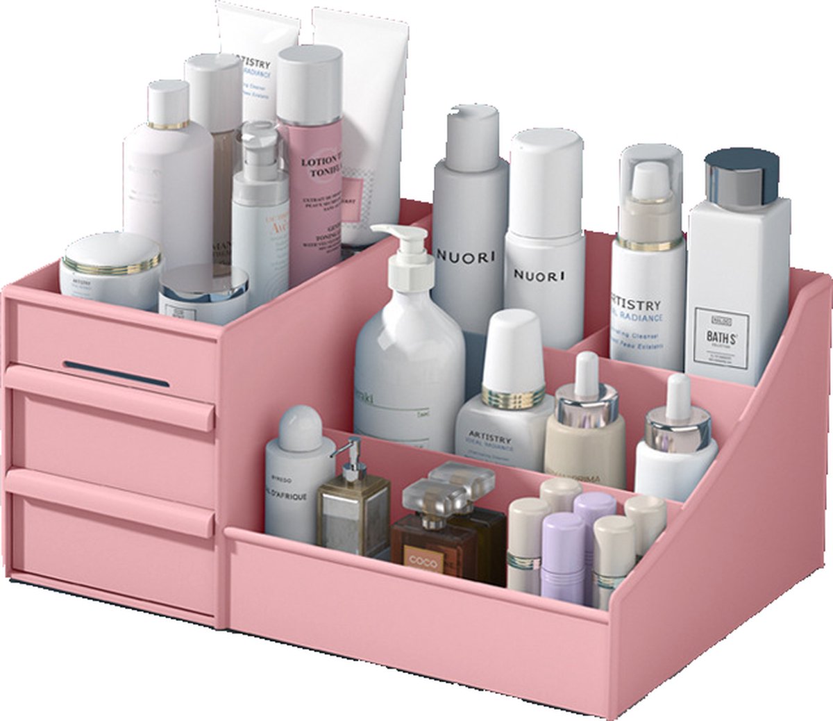 Bureau organizer - make up opbergdoos - cosmetica - school accessoires - kunststof - Roze