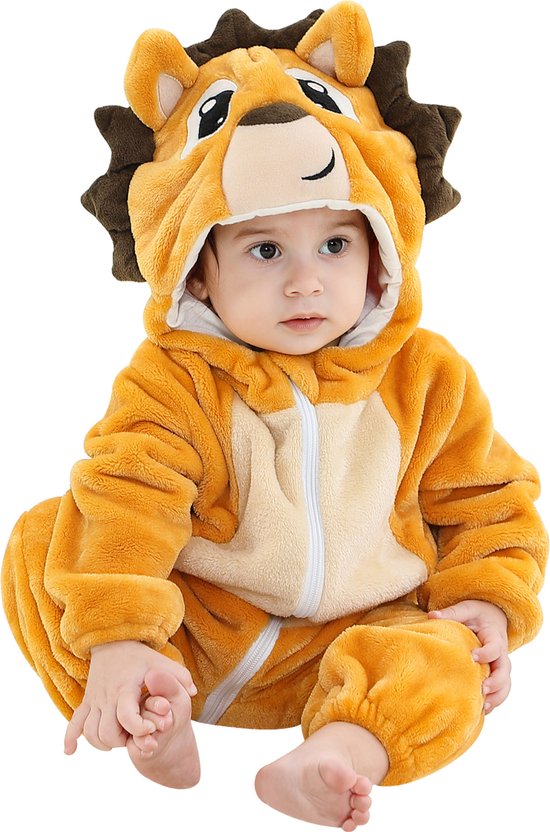 JAXY Baby Onesie - Baby Rompertjes - Baby Pyjama - Baby Pakje - Baby Verkleedkleding - Baby Kostuum - Baby Winterpak - Baby Romper - Baby Skipak - Baby Carnavalskleding - 24-30 Maanden - Lion