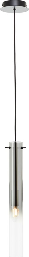 Brilliant Lamp Glasini hanglamp 1-lamps mat zwart/gerookt glas aluminium/zwart kunststof 1x C35, E14, 25 W