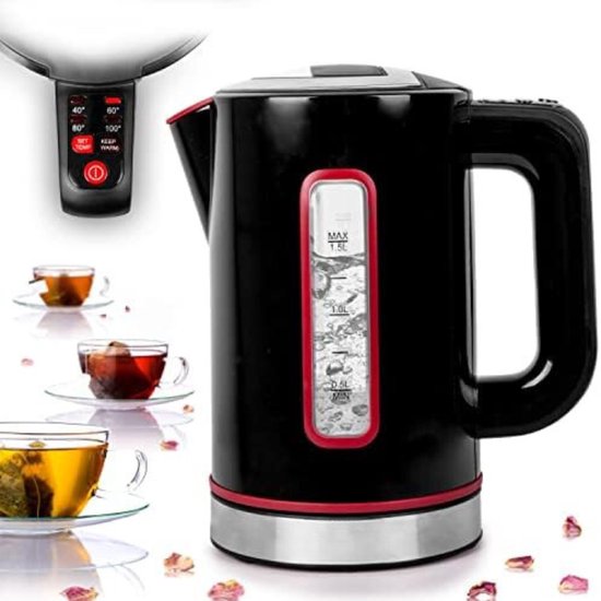 Waterkoker met Temperatuurregeling - 1,5L - 3000W - Zwart