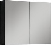 Badplaats Badkamerkast Cuba 90 x 16 x 70 cm - Mat Zwart - Spiegelkast Badkamer