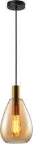 Moderne Hanglamp Dorato | 1 lichts | goud / zwart | glas amber / metaal | Ø 18,5 cm | in hoogte verstelbaar tot 150 cm | eetkamer / slaapkamer / woonkamer / hal / overloop / toilet | modern / sfeervol design