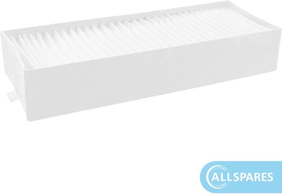 Wit, rechthoekig filter met vouwen en het Allspares logo.