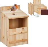 Relaxdays nestkastje roodborstje - bouwpakket - vogelhuis halfholenbroeders - halfopen