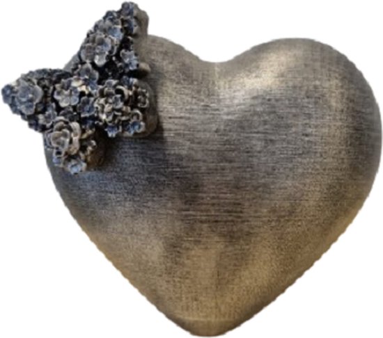LBM mini urn hart met vlinder - oud zilver - 450 ml - duurzaam kunststof