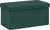 Atmosphera Poef/krukje/hocker Amber - Opvouwbare zit opslag box - fluweel smaragd groen - 76 x 38 x 38 cm - MDF/polyester - 120 liter inhoud