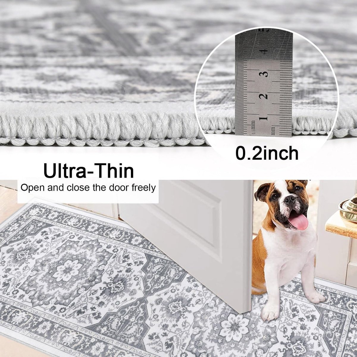 ZDYHMrj Tapijtloper, voor in de gang, lang, antislip, keukenloper, grijs, gang, tapijtloper, wasbaar, 50 x 350 cm, modern, tapijtloper, per meter, keuken, polyester, slaapkamer en woonkamer