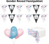 Gender Reveal Versiering Feestpakket - Gender Reveal Versiering - Vlaggenlijnen, Ballonnen & Tafelkleed