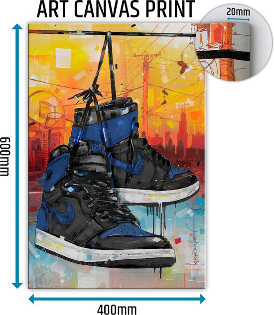 Sneaker canvas powerlines royal blue 40x60 cm