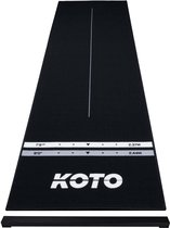 KOTO Oche Carpet Checkout Dart Mat Zwart 285 x 80 cm, Hoogwaardige Dartmat Incl. Verstelbare Oche, Antisliplaag, Werplijnen, Bescherming Vloer & Dartbord
