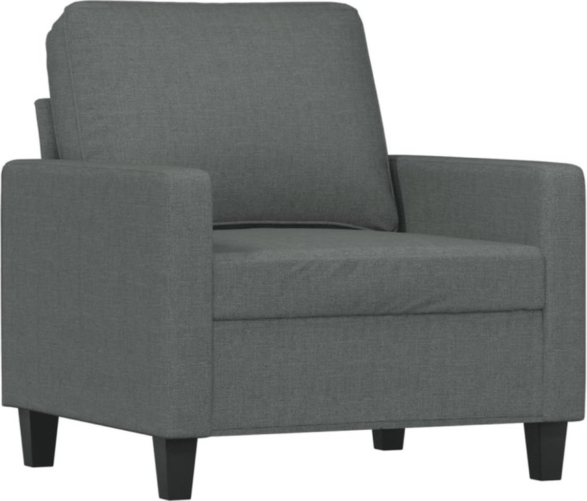 vidaXL Fauteuil - met - voetenbank - 60 - cm - stof - donkergrijs