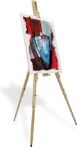 Lichte schildersezel van grenenhout, canvas, tot 100 cm, Malaga draagbare schildersezel, hellingshoek voor horizontaal schilderen en tekenen, met driepoot, houten schildersezel, antislip