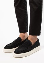 Sacha - Heren - Zwarte suède penny loafers met witte zool - Maat 44